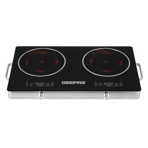 Double Burner Infrared Cooker, 99mins Timer | LED Digital Display | 9 Temperature Settings | Child Lock | Ceramic Heating Element, Touch & Knob Control GIC6131 Multicolour