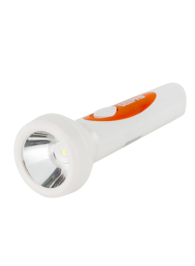 LED Torch - Rechargeable LED Flashlight - Super Bright 1x3W Hi-Power LED Torch Light - Pocket Size Handheld Emergency Torch - Powerful Torch White/Orange