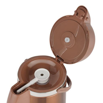 2.5L Thermic Airpot Flask – RF12132 | Double Wall Vacuum Insulated Airpot | 360° Rotating Base | Keeps Drinks Hot for 18 Hours & Cold for 24 Hours | Stainless Steel | Brown Product Description