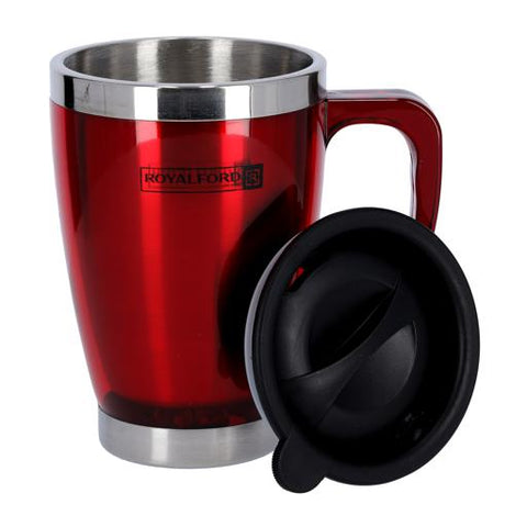 400ml Double Wall Stainless Steel Travel Mug with Leak-Resistant Lid & Ergonomic Handle, Red – RF5129RD