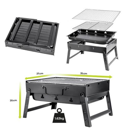 Barbeque Stand With Grill  Iron Construction Rf10358 Foldable Barbecue Charcoal Grill Black