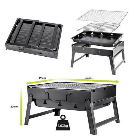 Barbeque Stand With Grill  Iron Construction Rf10358 Foldable Barbecue Charcoal Grill Black