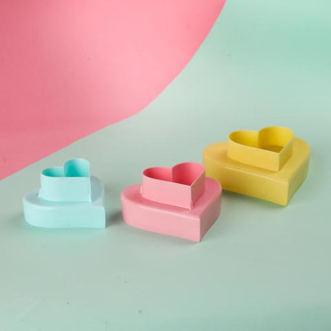 3-Piece Heart Shaped Double Side Cookie Cutter, Bpa Free & Odor Free Multicolour 10x10x4cm