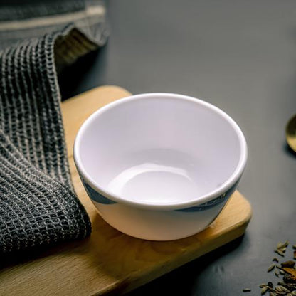 3.5" Super Rays Melamine Small Bowl | Lightweight Breakfast & Dessert Bowl | Microwave, Dishwasher & Freezer Safe | Rice, Cereal, Pasta & Snack Serving Bowl | White & Green