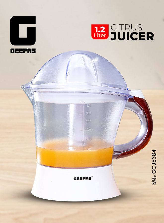 lectric Citrus Juicer, 1.2L Capacity, 25W Bi-Directional Twist, Includes 2 Press Cones for Easy Orange, Lemon & Lime Juicing + 2-Year Warranty 1.2 L 25 W GCJ5384 White