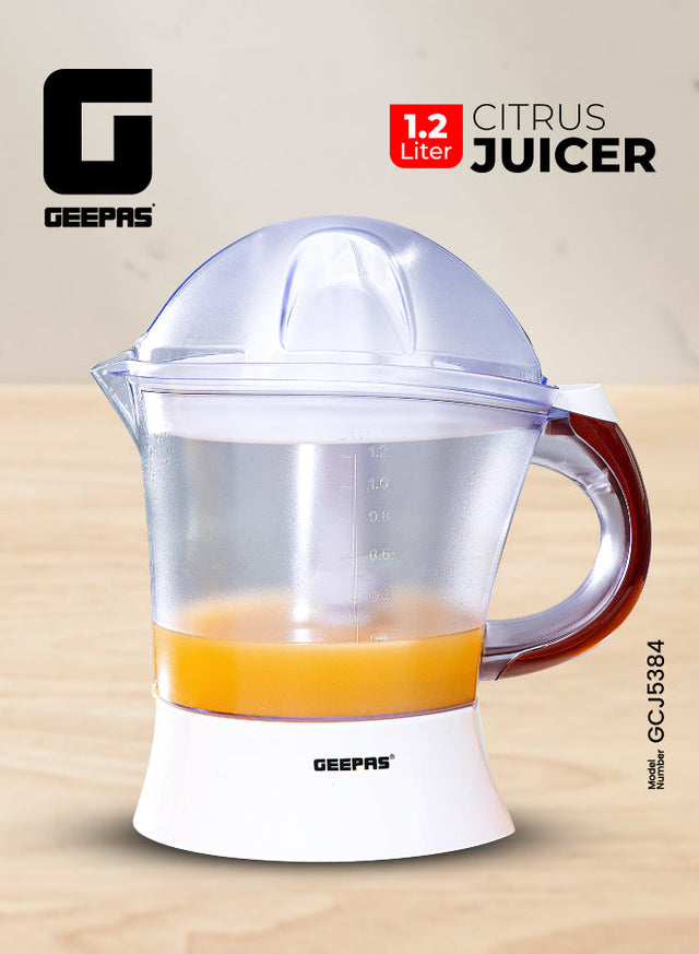 lectric Citrus Juicer, 1.2L Capacity, 25W Bi-Directional Twist, Includes 2 Press Cones for Easy Orange, Lemon & Lime Juicing + 2-Year Warranty 1.2 L 25 W GCJ5384 White