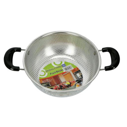 25cm Stainless Steel Colander | Heavy-Duty Micro-Perforated Strainer Basket with Bakelite Handles & Tripod Base | Pasta, Fruit & Vegetable Drainer