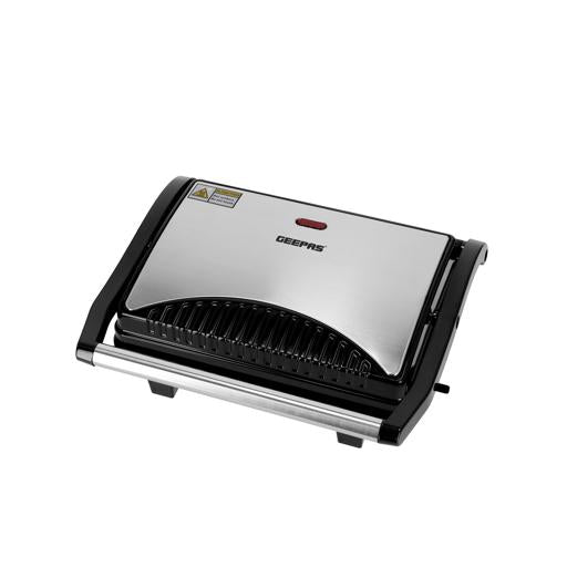 Stainless Steel Grill Maker, Power and Ready Light | Non-Stick Cooking Plate | Easy to Clean | Practical Cable Winding | Lid Locking for Space-Saving Vertical Storage | Pilot Light 1600 W GGM5394 Silver/Black