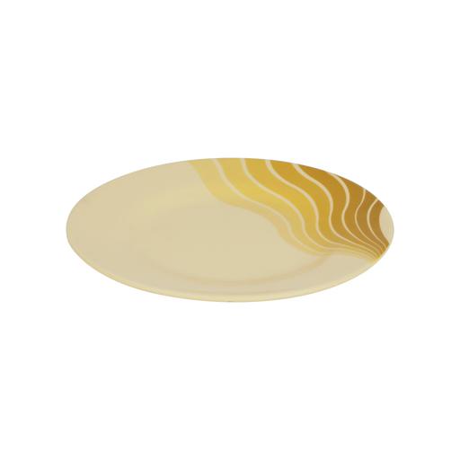 RF8190 8-Inch Melamine Radiant Thai Dinner Plate – Round Dinner Plate with Wavy Pattern & Raised Edge | Yellow