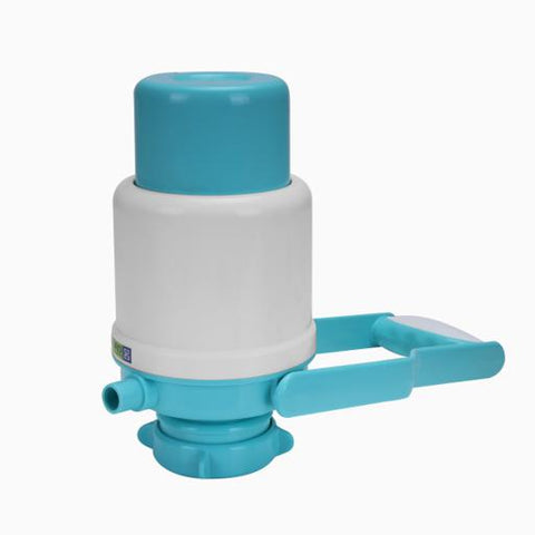 Manual Water Bottle Pump with Lock | Dolphin Drinking Water Dispenser Pump | Portable Hand Press Water Pump for 5 & 6 Gallon Bottles | White & Blue
