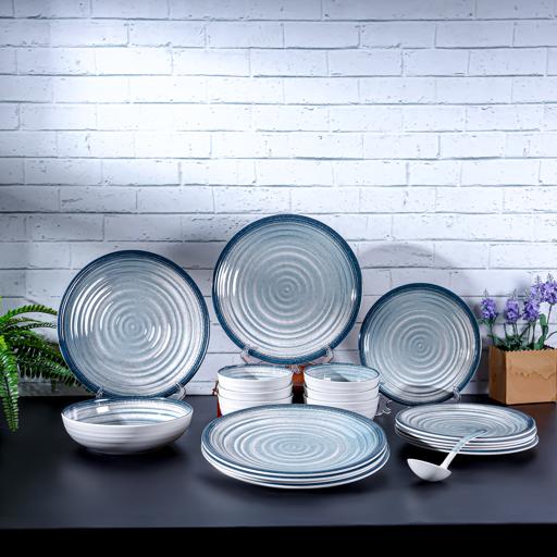 Royalford  20Pc Melamine Dinner Set  break resistant ,freezer safe and Top Rack Dishwasher Safe white and blue