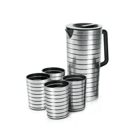 Royalford Jug with 4 Glasses - RF12164 Water Jug 2.5L with 4 x 400ml Plastic Glasses Set Unbreakable Jug with Lid for Juices, Squashes,Slushies Dishwasher and Freezer Safe