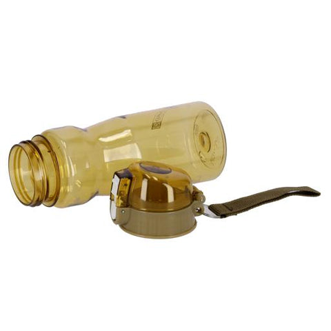 Water Bottle- Reusable Water Bottle | Wide Mouth with Hanging Clip | Button Lock Lid with Transparent Body | Perfect while Travelling Golden 600ml