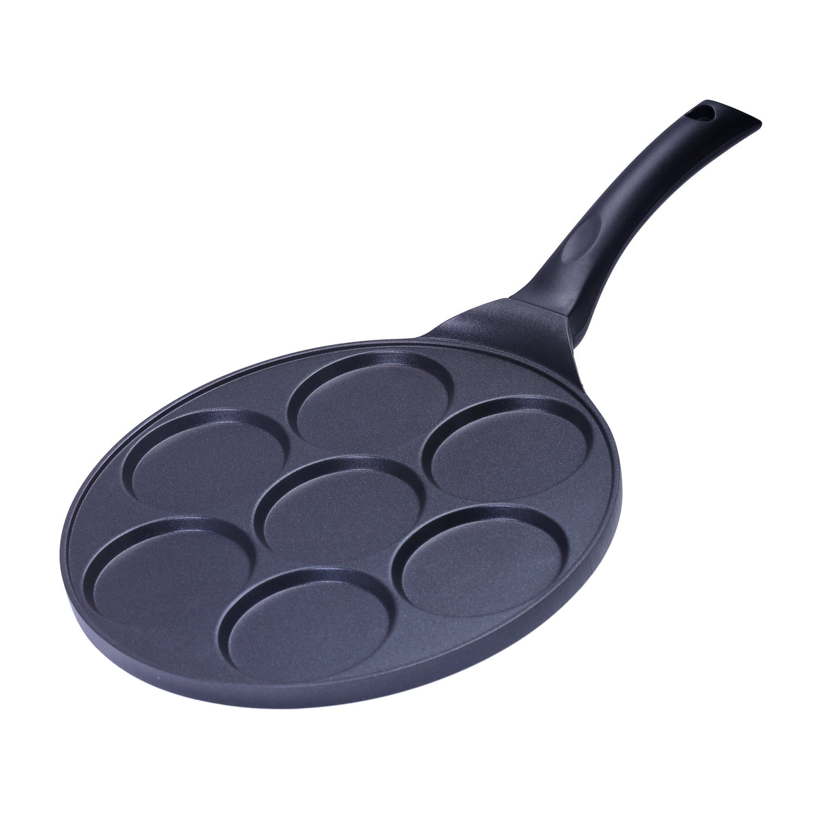 7-Slot Die-Cast Non-Stick Danish Pancake Maker With Bakelite Handle Black