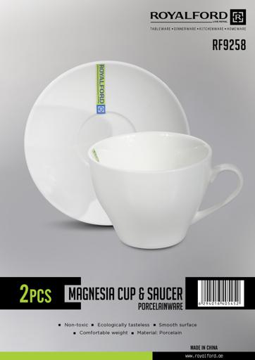 2PCS Porcelain Cup & Saucer Set RF9258 – White | Elegant Tea Coffee Set with Minimalist Design