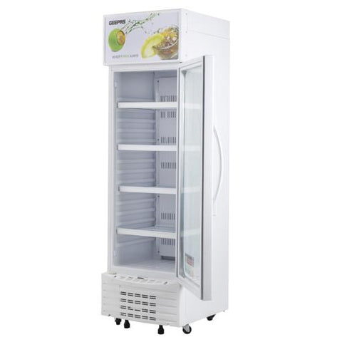 Upright Showcase Refrigerator with Adjustable Thermostat, Bottle Cooler, LED Lighting, Ideal for Beer, Wine & Drinks, Low Energy Compressor Fan 280 L 150 W GSC2807WRE White