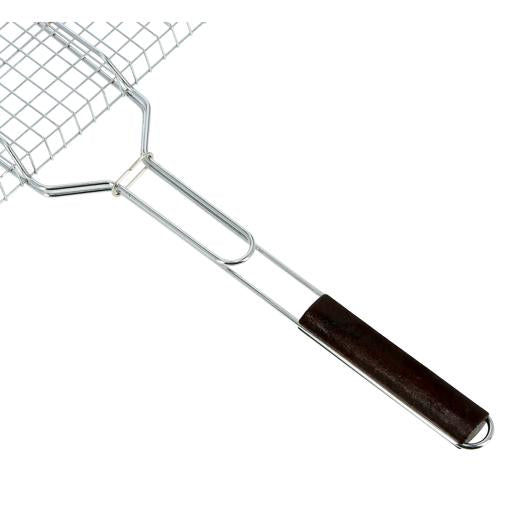 BBQ Grill Basket RF9396 | 35x25 CM Rectangular Grilling Basket with Removable Wooden Handle | Non-Stick Coated Grill Basket for Fish, Vegetables, Shrimp, Chicken & Meat