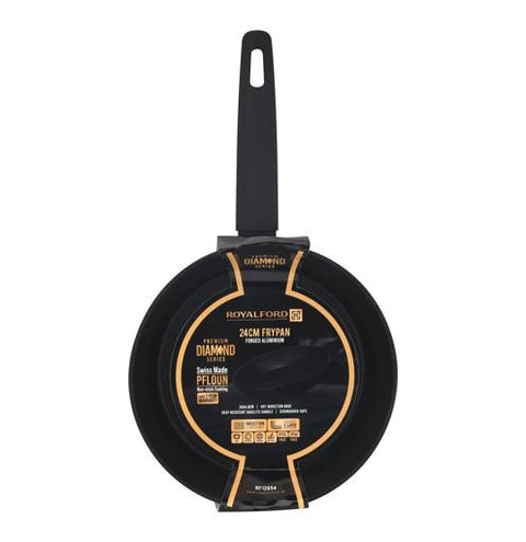 26cm Premium Diamond Series Frypan RF12655 | Forged Aluminum | Swiss PFLOUN Non-Stick Coating | Induction Compatible | PTFE & PFOA Free | Black