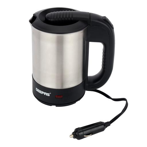 12V Stainless steel Car Kettle- Water Heater for Caravans- 500ml-  Stainless-Steel Electric Car Kettle with Cigarette Lighter Charger | Quick Hot Water, Coffee, Tea 500 ml 150 W GK38041 sliver