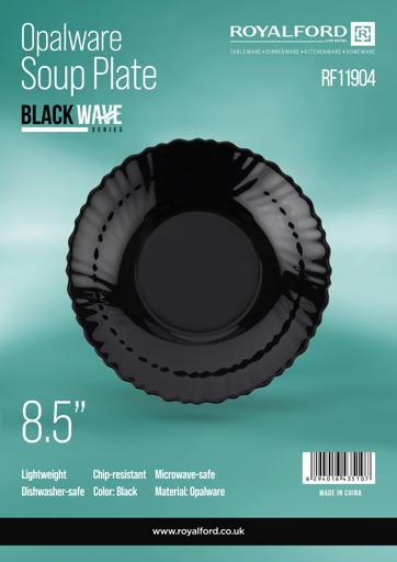 8.5" Opalware Soup Plate RF11904 – Black Wave Series | Lightweight, Microwave & Dishwasher Safe Soup Bowl