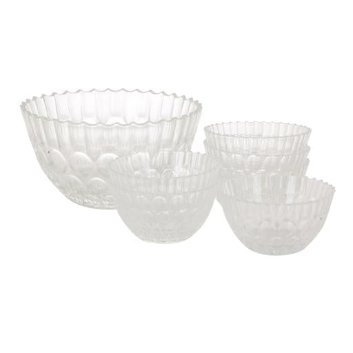 Royalford Glass Bowls Set, Elegant Bubble Design, 7 Pieces, Rf10335 - Suitable For Serving Desert, Pudding, Dry Fruits, Ice Cream, Sweet Etc, Microwave Oven-Safe, Dishwasher-Safe, Multi