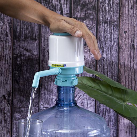 RF7785 Manual Water Pump | Dolphin Water Bottle Dispenser Pump | Portable Hand Press Water Pump for 5-6 Gallon Bottles | No Electricity Required | White & Blue