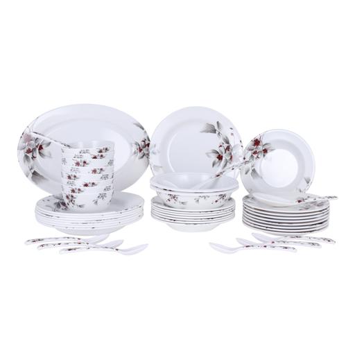 45-Piece Melamlne Dinner Set With 1X36Cm Oval Plate, 8X25Cm Deep Plates, 8X20Cm Soup Plates, 8X20Cm Dinner Plates, 2X20Cm Round Bowls, 8X13Cm Round Bowls, 8Xsoup Spoons, 1Xrice Spoon, 1Xladle, Serves 8 For Famlly Gatherings, Brown White/Brown