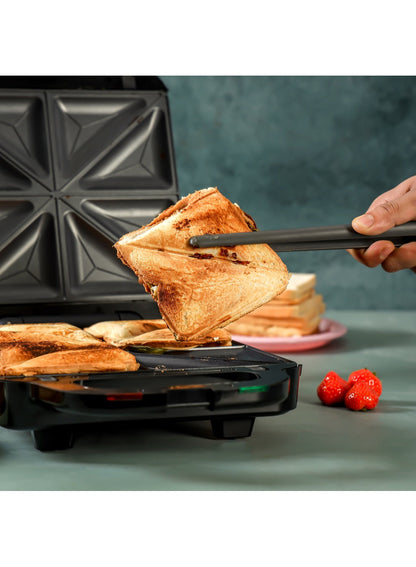 3-IN-1 Multi Snack Maker , Non-Stick Grill, Waffle, & Sandwich Plates | Auto Temp Control & Overheat Safety | 2-Year Warranty 1400 W GGM36534N Black/Silver