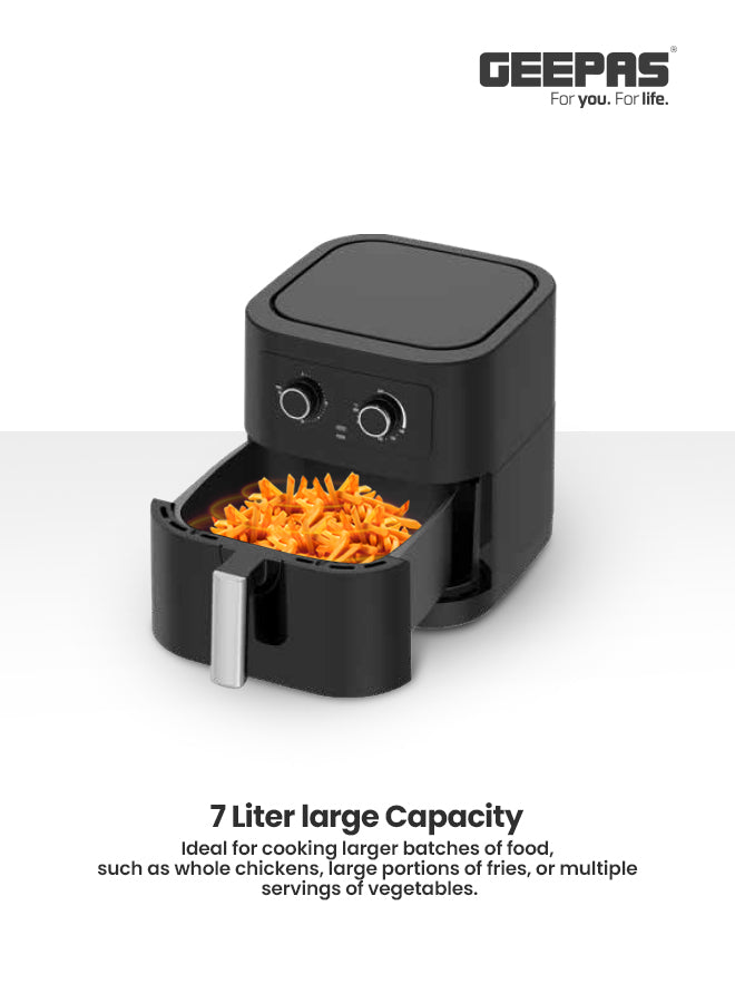 Air Fryer With Advanced Vortex Air Frying Technology, Adjustable Time & Temperature Controls, Non-Stick Coated Pan And Tray 7 L 1800 W GAF37507 Black/Silver