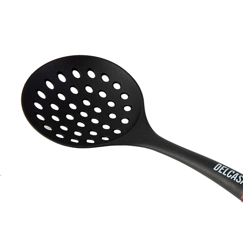 Delcasa DC1678 Nylon Skimmer - Slotted Spoon - Skimmer and Strainer Spoon - Ergonomic Heat Resistant Handle, Comfortable Grip Strainer Ladle for Kitchen - Non-Stick Design - Ideal for Straining & Skimming