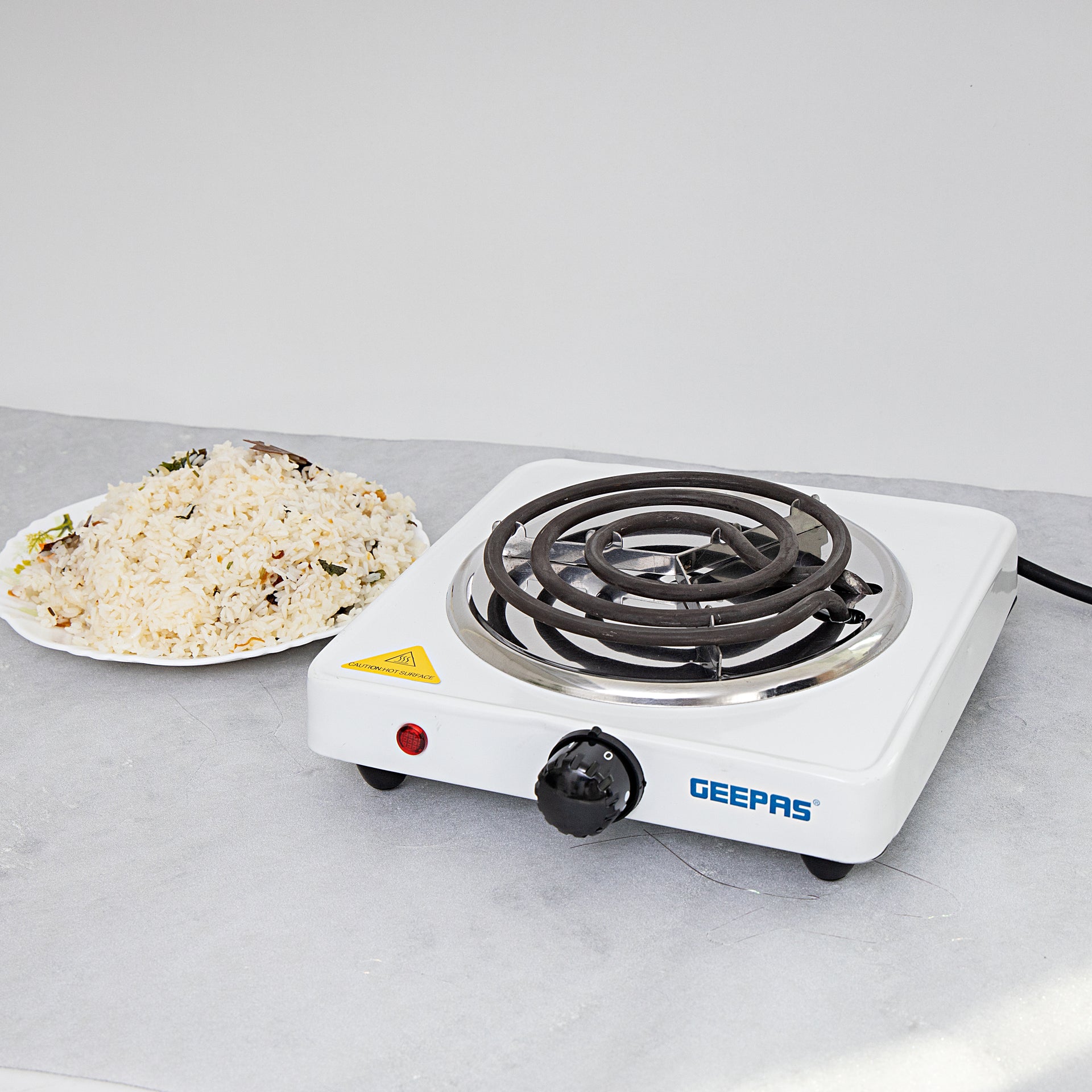 Electric Single Hot Plate with Temperature Control 1000 W GHP7577 White