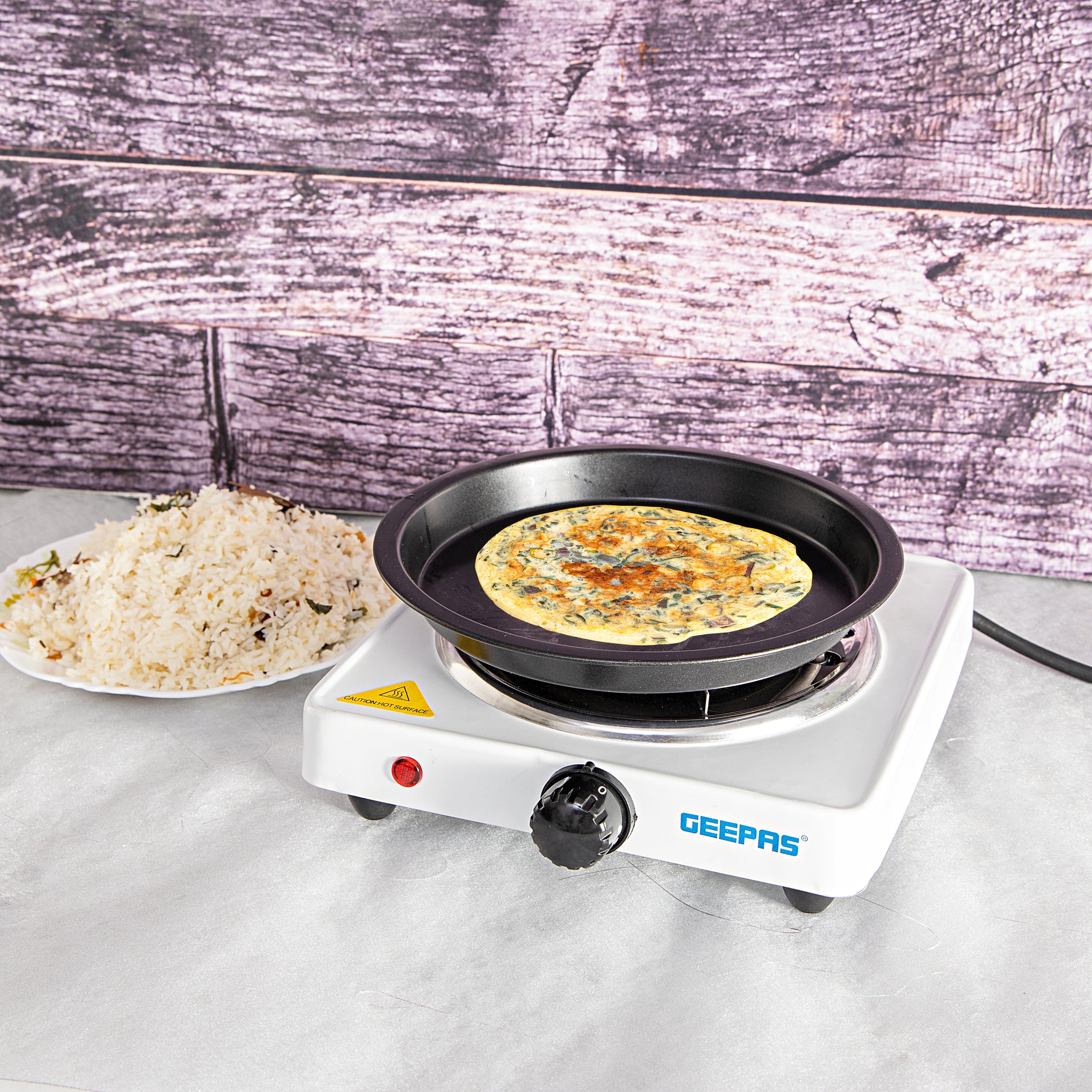 Electric Single Hot Plate with Temperature Control 1000 W GHP7577 White