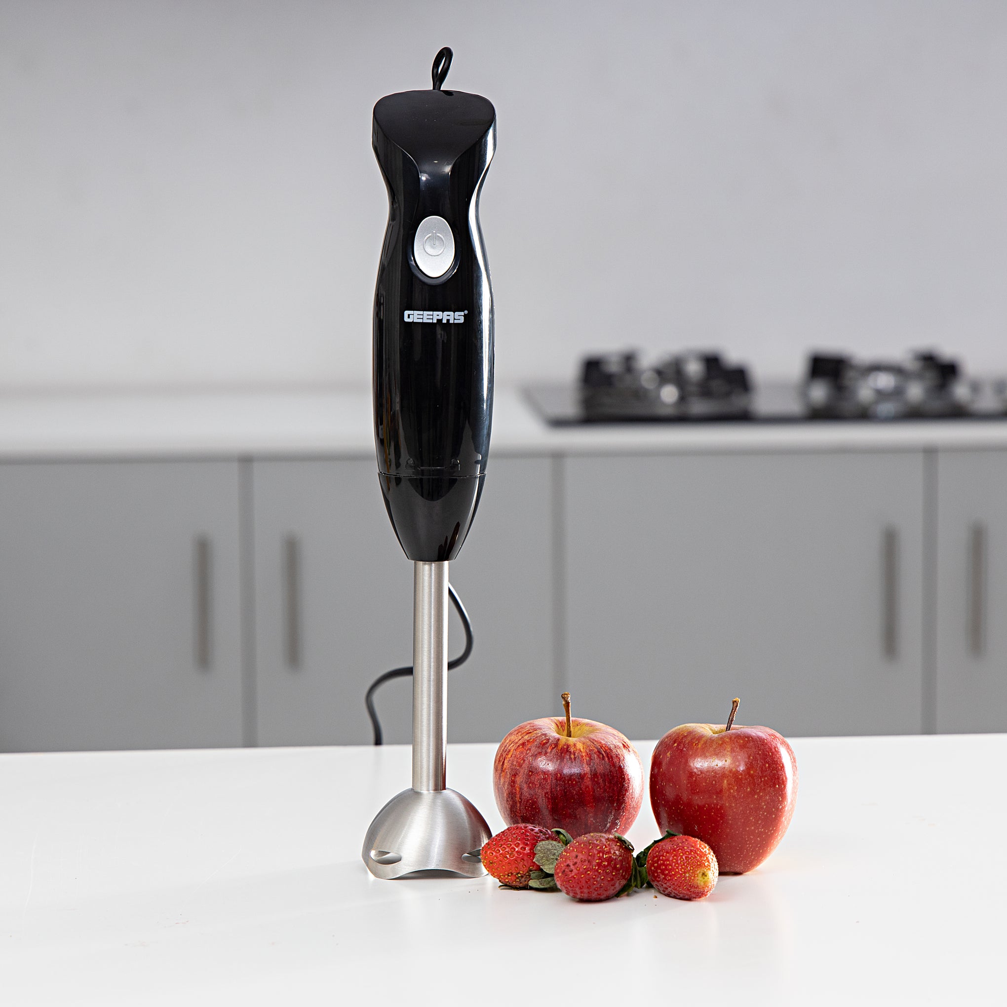 Powerful Hand Blender With Stainless Steel Blad/ Detachable Stick & Anti-Splash White Guard GHB6143 White/Pink