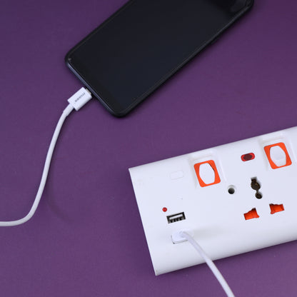 Geepas 3 Way Extension Socket with 2 USB Port - 4 Led Indicators with Power Switches | Extra Long 3m Cord, Over Current Protected | Ideal for All Electronic Devices