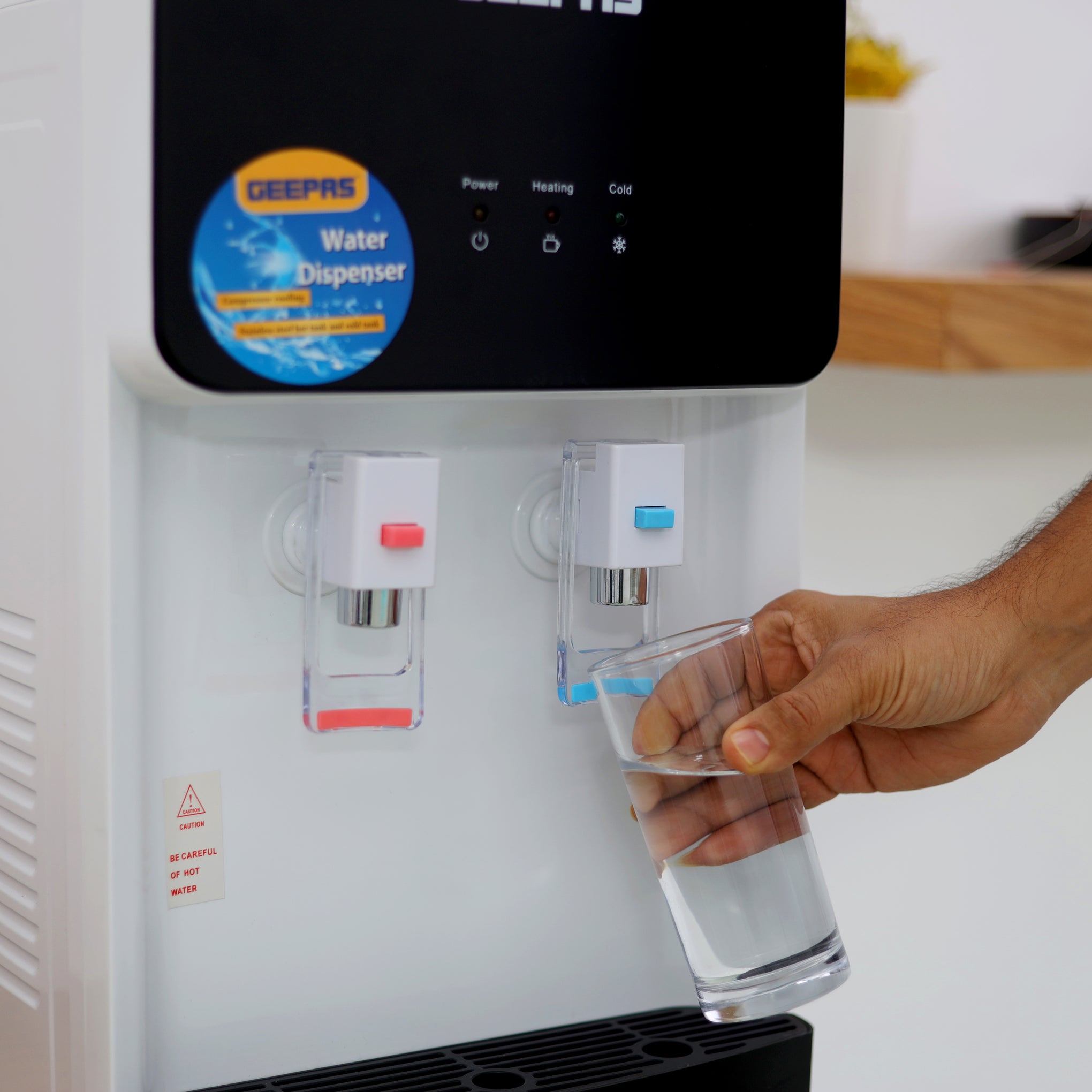 Premium Hot and Cold Water Dispenser with Stainless Steel Tank - Fast Cooling, 2 Taps, High Capacity (5L/h Hot, 2L/h Cold) - Perfect for Home & Office - 2 Year Warranty GWD8356NV Black/White