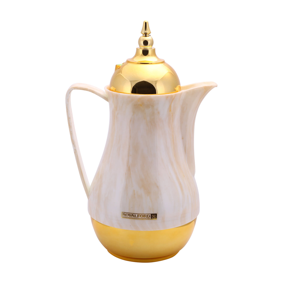 Portable Marble Tea & Cawa Set 2-Piece | 1L + 1L Insulated Vacuum Flask Set | Leak-Resistant | Yellow Marble