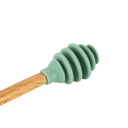 Honey Spoon 17cm RF12276 | Silicone Honey Drizzler with Beech Wood Handle | Wooden Serving Spoon for Honey, Maple Syrup, Molasses, Desserts & Tea