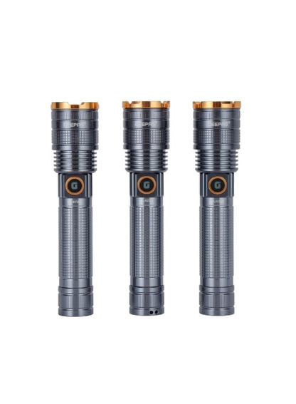Zoomable 3 IN 1 Family Pack Rechargeable LED Flashlight| Aluminium Alloy Body | 15 W High Power LED | Type C Charging Li-ion 4000 mAh Battery| 6 Hrs working time GFL4658 Black