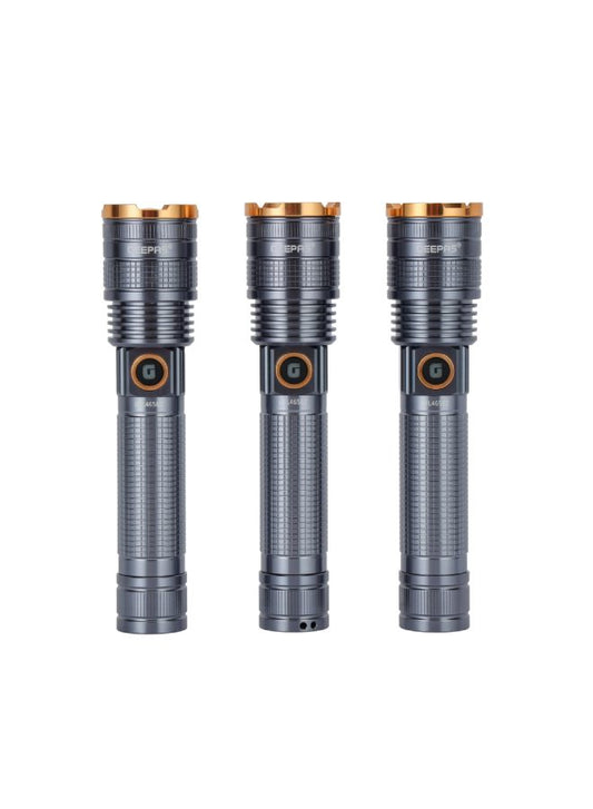 Zoomable 3 IN 1 Family Pack Rechargeable LED Flashlight| Aluminium Alloy Body | 15 W High Power LED | Type C Charging Li-ion 4000 mAh Battery| 6 Hrs working time GFL4658 Black