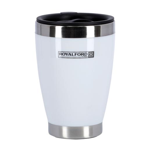 F5483WH 400ml Double Wall Travel Mug | Vacuum Insulated Stainless Steel Coffee Mug with Handle | BPA-Free Leak-Resistant Lid | Hot & Cold Travel Cup | White