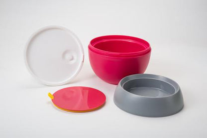 2 Layer Fashionable Round Lunch Box | Insulated Leakproof Food Container with Spoon & Fork