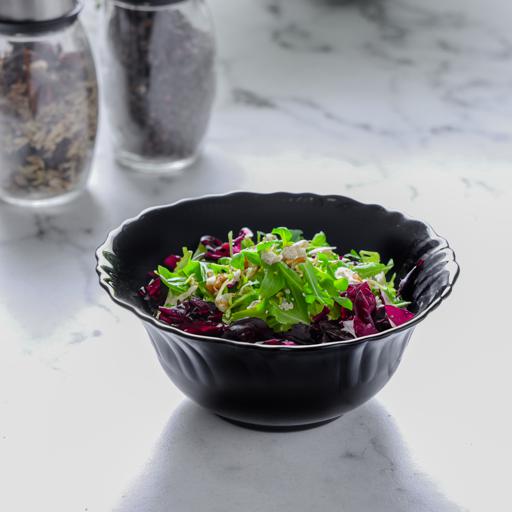 Royalford 5" Opalware Soup Bowl RF11905 Black-Wave Series, Elegant Color Perfect for Serving and Eating Soups, Salads, Sweets, Snacks Lightweight, Serveware, Dishwasher-Safe and Microwave Safe Black Multicolor 5inch
