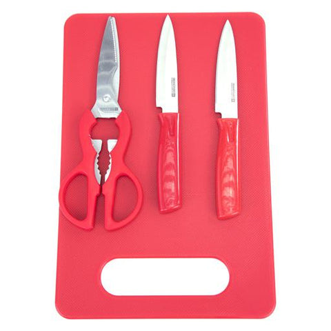 4-Piece Kitchen Knife Set RF6968 – 2 Stainless Steel Knives, Kitchen Scissors & Cutting Board | All-in-One Kitchen Tool Set