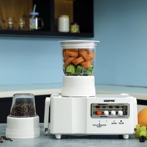 4-in-1 Food Processor – 650W Blender, Grinder & Mincer with 1.8L Jar, Stainless Steel Blades, 2-Speed Control with Pulse, Overheat & Overload Protection, White