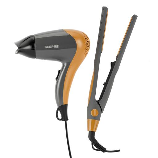 Hair Dryer and Straightener, 2 Speed and 2 Heat Setting/ Ceramic Plates, with Concentrator/2-in-1 Hair Styling Kit ,Perfect for Salon and At Home Styles, PTC Heater, DC Motor