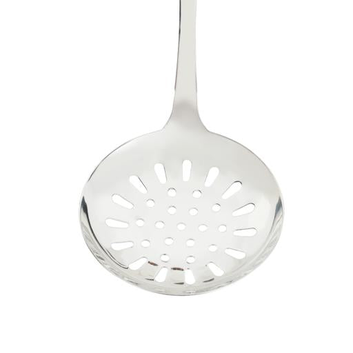 Stainless Steel Skimmer Spoon with Wooden Finish Handle | Slotted Frying Strainer Ladle for Pasta, Fries, Noodles & More