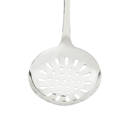 Stainless Steel Skimmer Spoon with Wooden Finish Handle | Slotted Frying Strainer Ladle for Pasta, Fries, Noodles & More