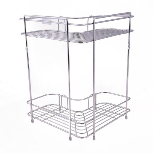 RF913-COR 2 Tier Corner Rack | Rust Free Stainless Steel Bathroom Shower Caddy | Corner Storage Shelf Organizer for Kitchen, Bedroom & Living Room | Space Saving Silver Rack
