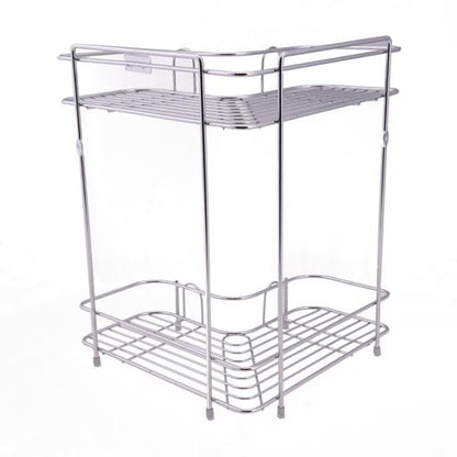 RF913-COR 2 Tier Corner Rack | Rust Free Stainless Steel Bathroom Shower Caddy | Corner Storage Shelf Organizer for Kitchen, Bedroom & Living Room | Space Saving Silver Rack