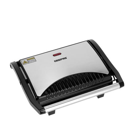 Stainless Steel Grill Maker, Power and Ready Light | Non-Stick Cooking Plate | Easy to Clean | Practical Cable Winding | Lid Locking for Space-Saving Vertical Storage | Pilot Light 1600 W GGM5394 Silver/Black